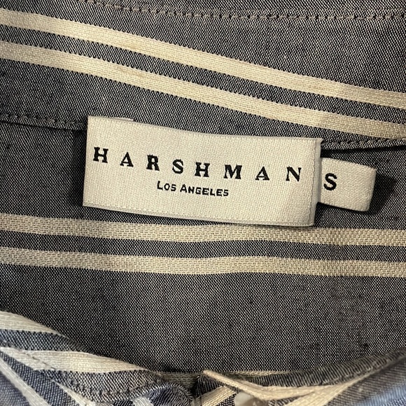 Harshman Randall Grey White Twin Striped Oversized Button Down Blouse Size Small - Picture 15 of 15